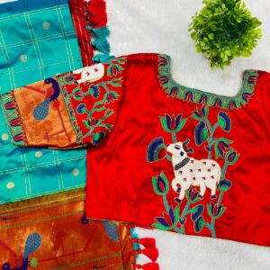 Red & Blue combo blouse