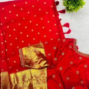 Pattu red blouse